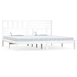 Maison Chic Lit adulte - Lit simple Cadre de lit,Structure du lit Contemporain blanc 180x200 cm Super King bois de pin massif -MN31992