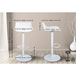 Acheter Decoshop26 Tabouret de bar x1 avec repose-pieds hauteur réglable desing moderne en PVC blanc et métal blanc 10_0004537