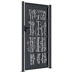 Avis vidaXL Portail de jardin anthracite 105x205 cm acier design de bambou