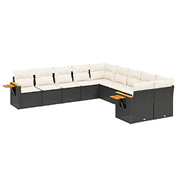 Maison Chic Salon de jardin 10 pcs avec coussins | Ensemble de Table et chaises | Mobilier d'Extérieur noir résine tressée -GKD69986