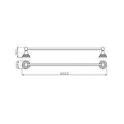 Porte-serviette rétro mural MORAVA en laiton doré 65,05x7,85 x5,95 cm