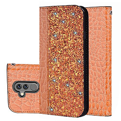 Wewoo Etui à rabat horizontal en cuir texturé avec texture paillettée pour Huawei Mate 20 lite, avec fentes pour cartes et support (Orange)