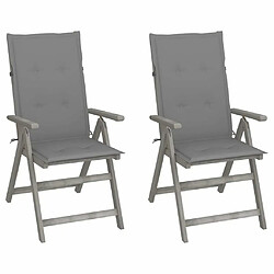 Maison Chic Lot de 2 Chaises inclinables de jardin - Fauteuil d'extérieur avec coussins Bois d'acacia -MN46102