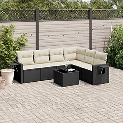 Maison Chic Ensemble Tables et chaises d'extérieur 7pcs avec coussins,Salon de jardin noir résine tressée -GKD440762