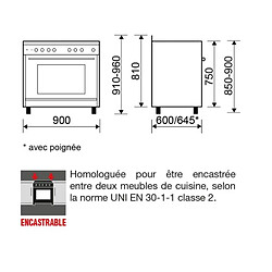 Acheter Piano de cuisson mixte 104l 5 feux noir - GE960CVBK2 - GLEM