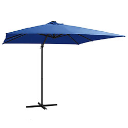 Maison Chic Parasol Jardin | Parasol déporté avec LED et mat en acier 250x250 cm Bleu azuré - GKD24411