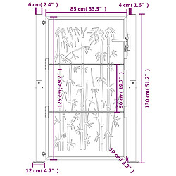 vidaXL Portail de jardin 105x130 cm acier corten design de bambou pas cher