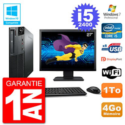 PC Lenovo M82 SFF Ecran 27" i5-2400 RAM 4Go Disque 1To Graveur DVD Wifi W7 - Occasion