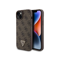 Guess Maroquinerie Guess Coque pour Apple iPhone 15 Plus Triangle Strass 4G Marron