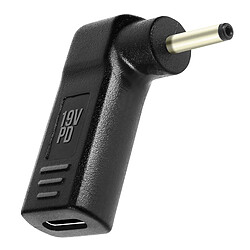 Avizar Adaptateur de Charge USB-C coudé vers DC 3.0 x 1.1mm, Noir