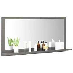 Avis vidaXL Miroir salle de bain Gris brillant 80x10,5x37cm Bois ingénierie