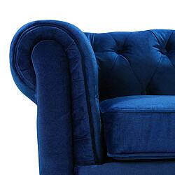 Beliani Fauteuil CHESTERFIELD Velours Bleu marine pas cher