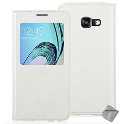 Htdmobiles Housse etui portefeuille s-view pour Samsung Galaxy A3 (2017) + verre trempe - BLANC