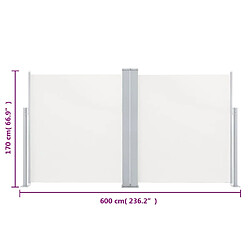 Acheter vidaXL Auvent latéral double rétractable de patio 170x600 cm Crème