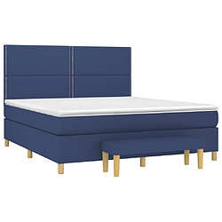 Avis Maison Chic Structures de lit + matelas,Lit à sommier tapissier avec matelas Bleu 160x200 cm Tissu -MN67143