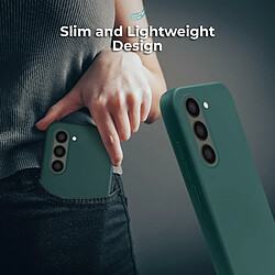 Moozy Lifestyle. Coque en silicone pour Samsung S23, vert foncé – Coque légère en silicone liquide avec finition mate et doublure en microfibre douce, coque en silicone de qualité supérieure