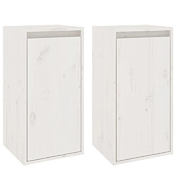 vidaXL Armoires murales 2 pcs Blanc 30x30x60 cm Bois de pin massif