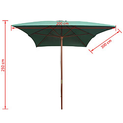 vidaXL Parasol avec poteau en bois 200 x 300 cm Vert pas cher