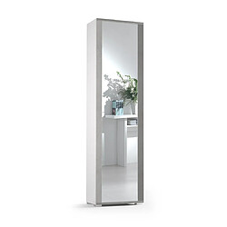 Kiamami Valentina ARMOIRE HAUTE H 182CM BÉTON GRIS AVEC MIROIR