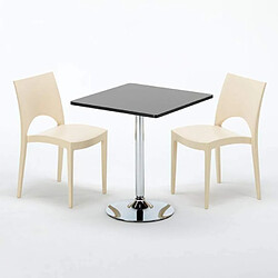 Avis Grand Soleil Table Noir et 2 Chaises Colorées Polypro