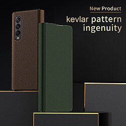 Coque en TPU + PU texture kevlar, anti-empreintes digitales, absorption magnétique marron pour votre Samsung Galaxy Z Fold3 5G