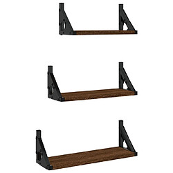 vidaXL Ensemble d'étagères murales 3pcs chêne marron bois d'ingénierie