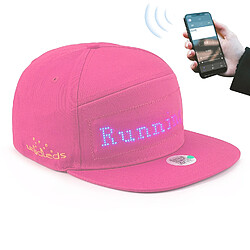 Casquette Connectéé Bluetooth Écran LED Personnalisable App Android iOS Rose YONIS