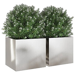 Avis vidaXL Jardinières 2 pcs argenté 32x30x29 cm acier inoxydable