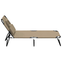 Acheter Maison Chic Chaise longue, Transat pliante taupe tissu oxford acier enduit de poudre