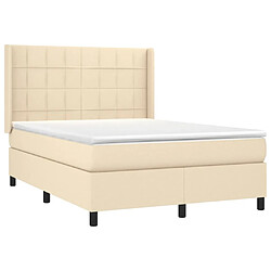 Avis vidaXL Sommier à lattes de lit matelas et LED Crème 140x200 cm Tissu