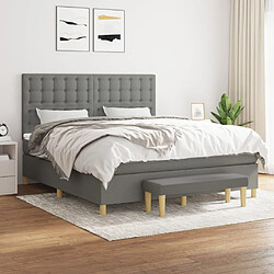 Maison Chic Lit adulte- Lit + matelas,Sommier à lattes de lit avec matelas Gris foncé 180x200cm Tissu -GKD56203