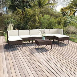 Maison Chic Salon de jardin 8 pcs + coussins - Mobilier/Meubles de jardin - Table et chaises d'extérieur Résine tressée Marron -MN86822