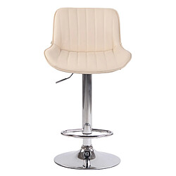 Decoshop26 Tabouret de bar chaise haute x1 en PVC crème coutures verticales support en métal chromé 10_0005094