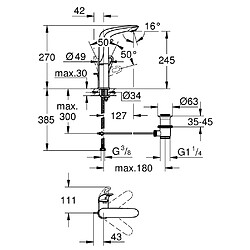 Mitigeur de lavabo taille L EUROSTYLE - GROHE - 23569-003