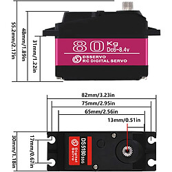 Acheter DS5180 7.4V Servomoteur 80KG Couple élevé avec 18T Modèle Voiture Cam Servomoteur pour Camion Robotique Baja Car Modèle 1/10 (180 degrés)