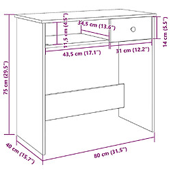 vidaXL Bureau chêne marron 80x40x75 cm bois d'ingénierie pas cher