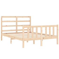 Maison Chic Cadre/structure de lit avec tête de lit pour adulte - Lit Moderne Chambre 140x200 cm bois massif -MN14047 pas cher