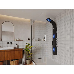 Vente-Unique Colonne de douche hydromassante thermostatique à leds et bluetooth - L20 x H165 cm - Noir - CHAKRA V