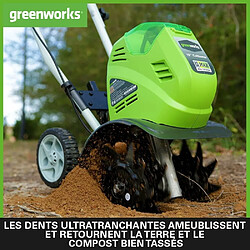 Motobineuse à batterie 40V G40TL - Fraiseuse rotative avec 4 lames spécialement trempées, Profondeur de travail 20cm pas cher