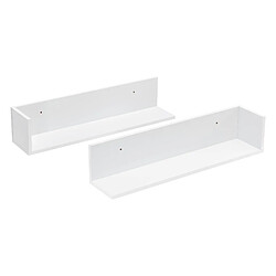 Helloshop26 Lot de 2 étagères murales stylées set d'étagères flottantes design capacité de charge 8 kg 75 cm blanc 03_0005755