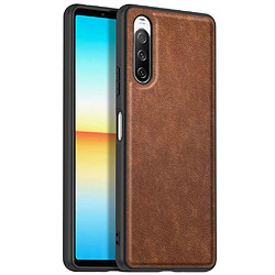 Coque en TPU + PU anti-chute, anti-empreintes digitales, style rétro pour votre Sony Xperia 10 III 5G/10 III Lite - marron