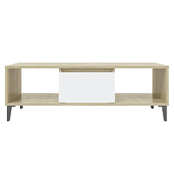 Acheter vidaXL Table basse blanc chêne sonoma 103,5x60x35 cm bois d'ingénierie