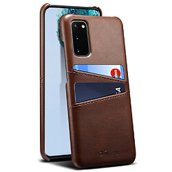 Coque en TPU + PU avec porte-cartes marron pour votre Samsung Galaxy S20 4G/5G