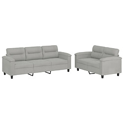 Maison Chic Ensemble de canapés 2 pcs coussins, Canapé droit Sofa pour Salon gris clair tissu microfibre -GKD109272