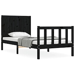 Maison Chic Lit adulte - Cadre Structure de lit avec tête de lit Contemporain noir simple bois massif -MN75115