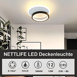 Avis NETTLIFE Plafonnier LED 12 W Lampe de Cuisine 3000 K Blanc Chaud Lampe de Chambre Lampe Design Moderne Plafond Salon Noir Rond pour Chambre Couloir