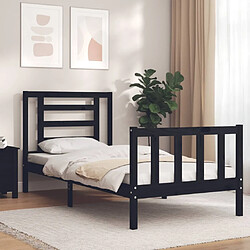 Maison Chic Cadre/structure de lit avec tête de lit pour adulte - Lit Moderne Chambre noir petit simple bois massif -MN74323