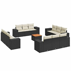 Maison Chic Salon de jardin avec coussins 13 pcs | Ensemble de Table et chaises | Mobilier d'Extérieur noir résine tressée -GKD11587