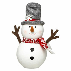 Bonhomme de Neige Déco Chapeau 34cm Blanc