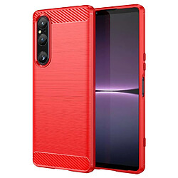 Htdmobiles Coque pour Sony Xperia 1 V - housse etui silicone gel carbone + verre trempe - ROUGE